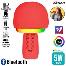 Microfone Caixa de Som Bluetooth 5W RGB WS-602 Xtrad - Vermelho